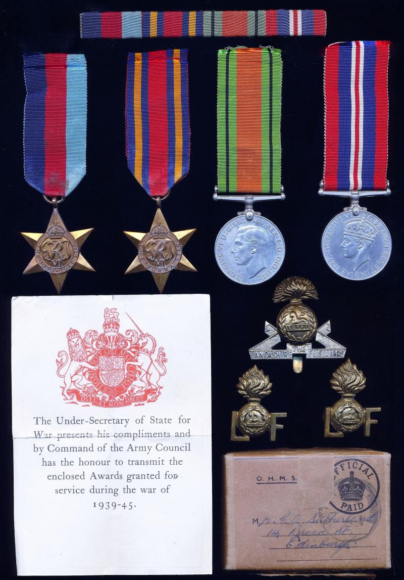 A positively attributed Burma Campaign medal group of 4: Private George Alexander Sutherland, Lancashire Fusiliers