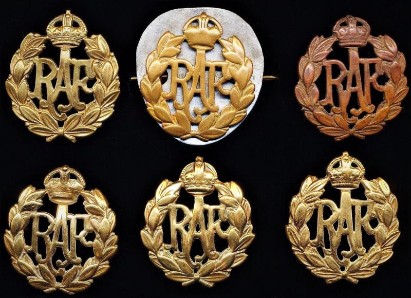 Royal Air Force: Lot of a 6 x gilding metal King's Crown cap badges, as worn circa 1918-1952