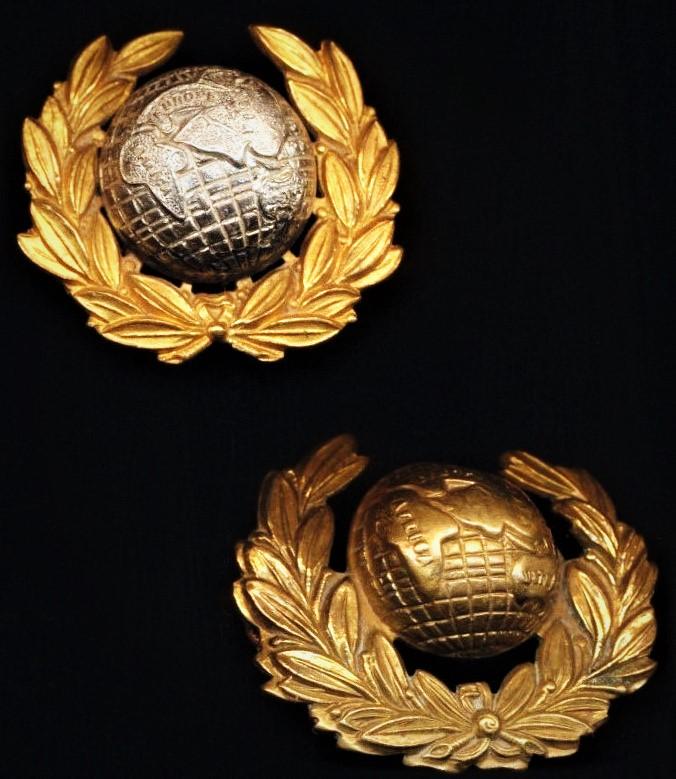 Royal Marines: Lot of a bi-metal (1) and gilding metal (1) collar badges, as worn circa 1914-1952