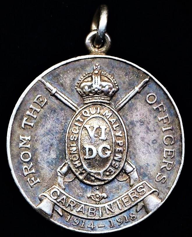 Great War era: 6th Dragoon Guards. Regimental service medal 1914-198. Silver
