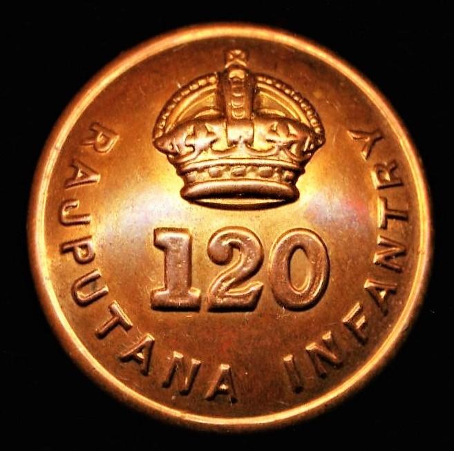 British Indian Army: 120th Rajputana Infantry, regimental button. Circa 1903-1922