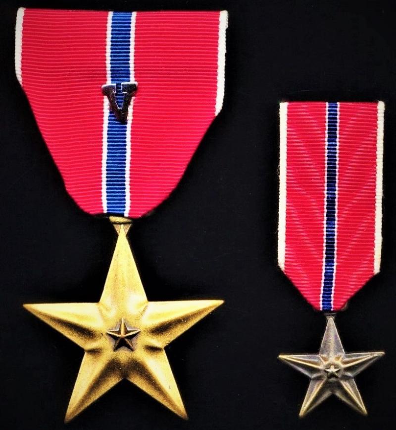 United States: Bronze Star Medal with silver 'V' valor emblem for second 'Valour' award of BSM. Sold together with a miniature BSM