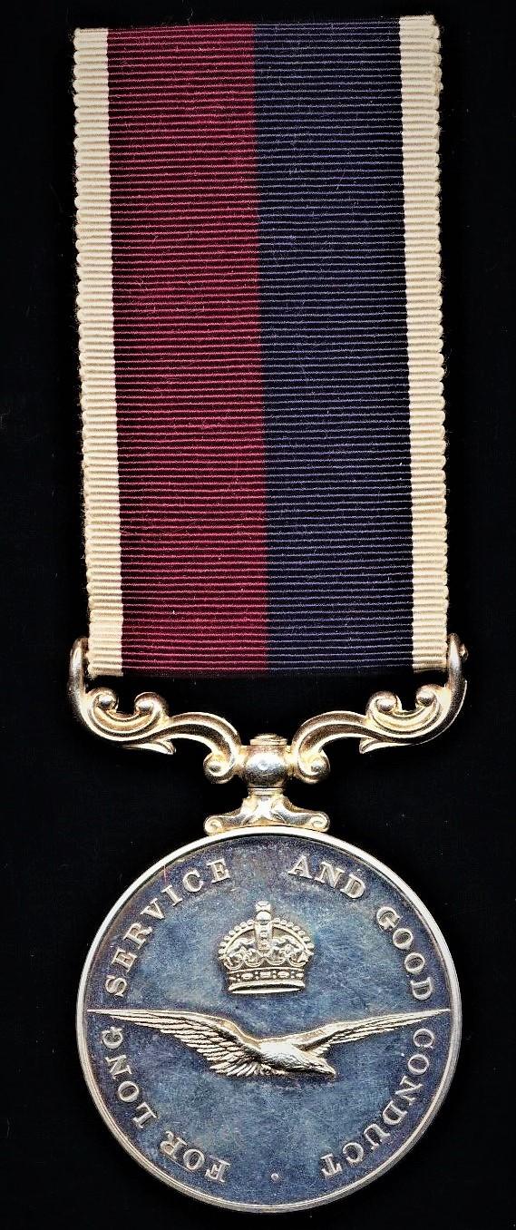 Royal Air Force Long Service and Good Conduct Medal. EIIR issue with 2nd type obverse legend (Cpl. A. Patrick (J4072964))