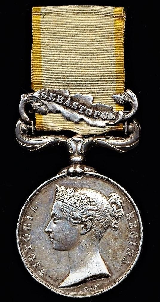 Crimea Medal. With clasp 'Sebastopol'. With officially impressed naming (John Gladstone, 79th Regt')