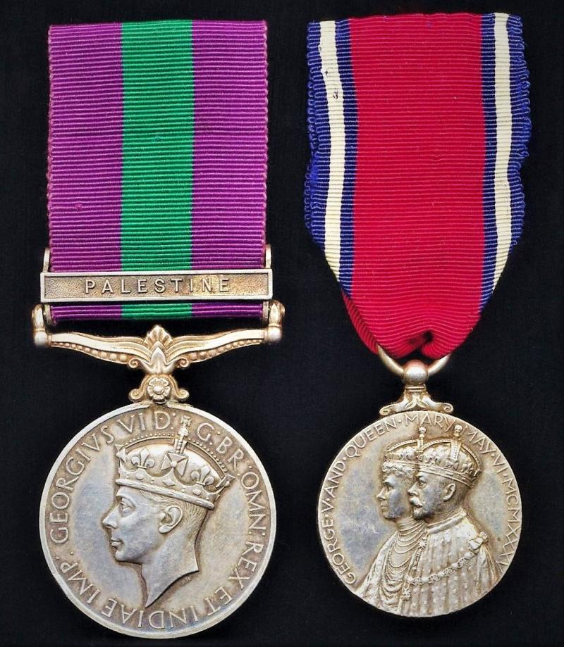 A '21 Years Service' inter-wars Palestine Campaign and Royal Commemorative medal pair: Corporal William Marland, 2nd Battalion North Staffordshire Regiment late 1st Bn North Staffordshire Regiment & South Staffordshire Regiment