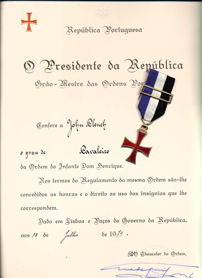 Portugal (Republic): Order of Prince Henry the Navigator ( (Cavaleiro de Ordre do Infante D. Henrique). Fifth Class breast badge, gilt & enamel
