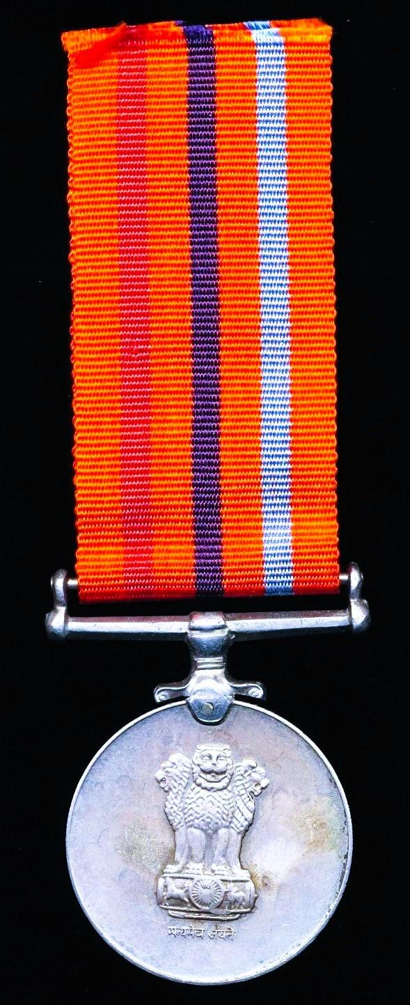 India: 1965 India-Pakistan War Medal (Raksha Medal 1965). Officially impressed naming (2731432 Sep. Tuka Ram Kumbar. D. S. C.)
