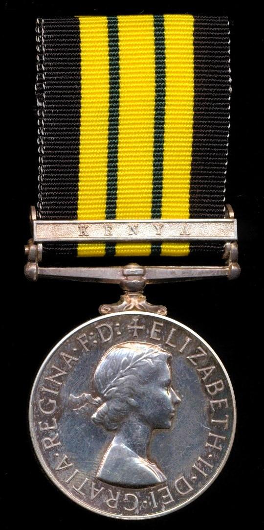 Africa General Service Medal 1902-56. EIIR issue with clasp 'Kenya' (N45684 Pte. Imuu Makau. 3 KAR.)