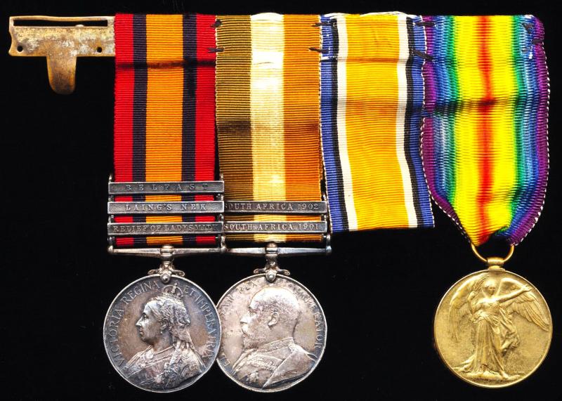 A 'Drummer's' South African War & Great War campaign medal group of 3: Corporal Daniel Campbell, Labour Corps, late Cheshire Regiment & formerly a 'Drummer' with the 2nd Battalion Gordon Highlanders