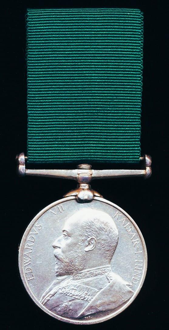 Volunteer Long Service Medal (India & the Colonies). EDVII issue (Voltr F. Adamson, Madras Ry Voltrs)