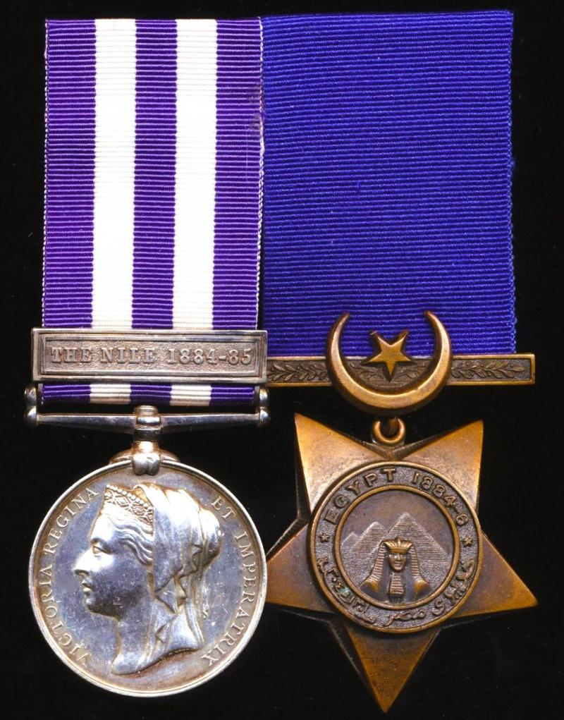 A 'Malta Garrison Death' Egypt & Sudan Campaign medal pair: Private W. Loads, 1st Battalion Gordon Highlanders