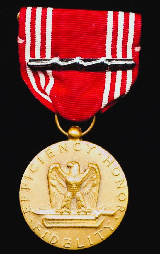 United States of America: Army Good Conduct Medal. Type II. With 'Silver' further service bar with 3 x knots