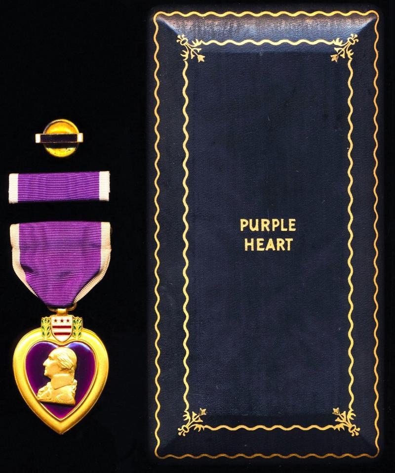 United States: Purple Heart Medal. Name engraved to Gene Salay