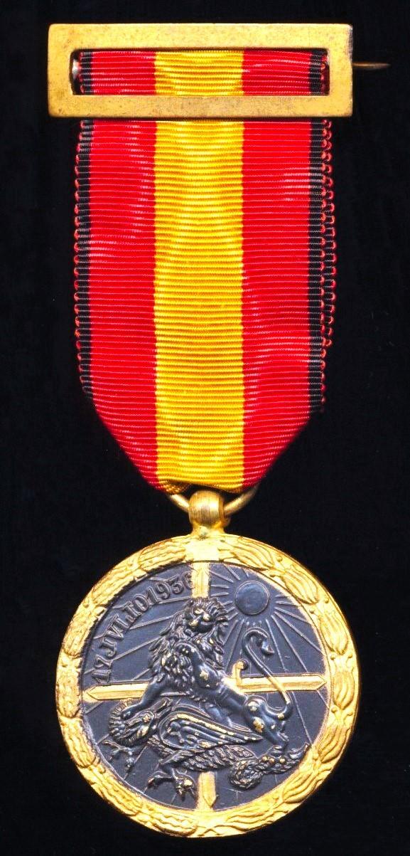 Spain (Franco era): Medal for the Campaign of 1936-1939 (Medalla de la Campaña 1936-1939). With 'Pasador' buckle on riband
