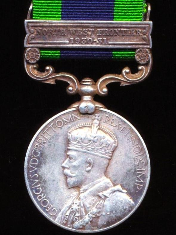 India General Service 1936. With clasp 'North West Frontier 1930-31' (32573 Clk. Sant Singh. 1 Mtn. Bty.)