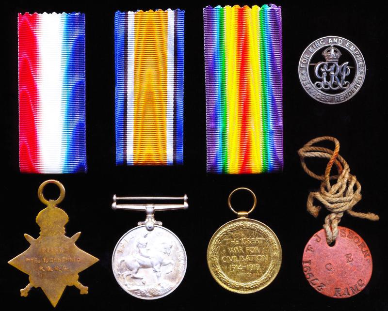 A 'Farthingstone' Shepherd's Great War 'Salonika' campaign & companion Silver War Badge group of 4: Private Foster Jones Osborn, Royal Army Medical Corps