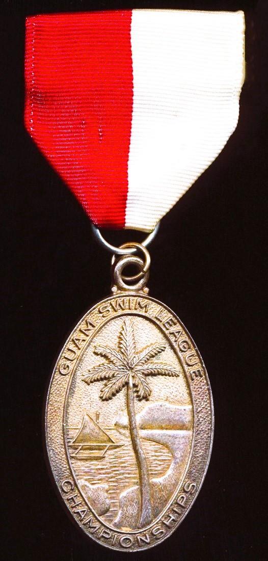 United States Territory: Guam Swim League Championship Medal. White metal. Circa 1930's