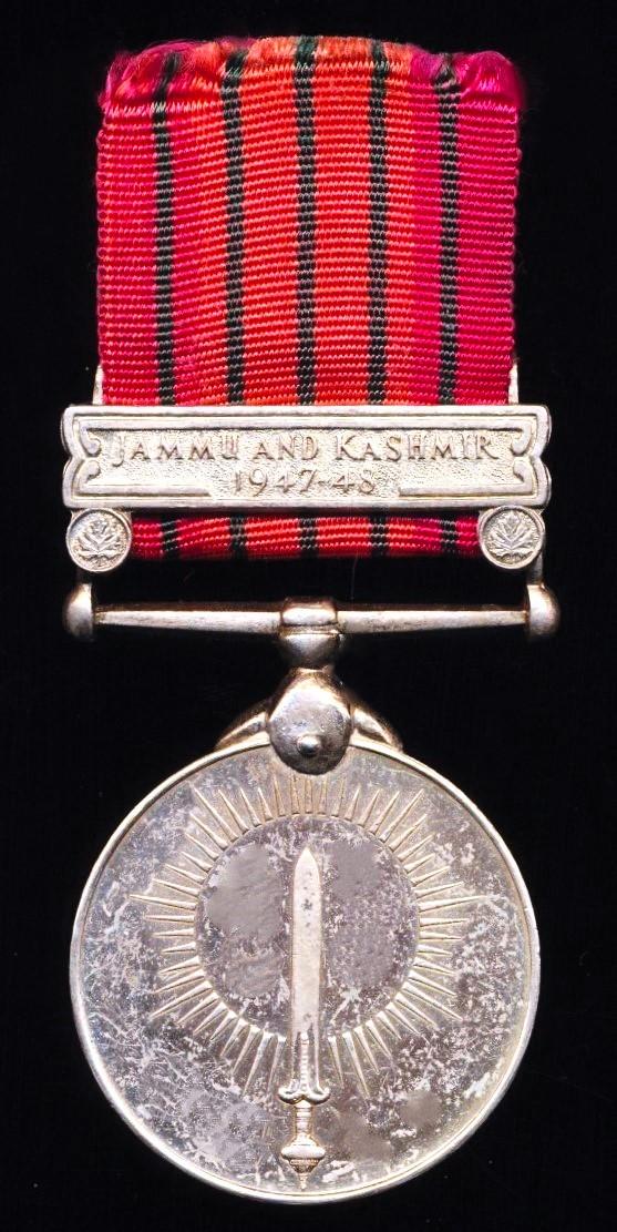 India: General Service Medal 1947. With clasp 'Jammu & Kashmir 1947-1948' (13163 L-Nk. Suraj Singh, 8 J & K Infy, S.F.)
