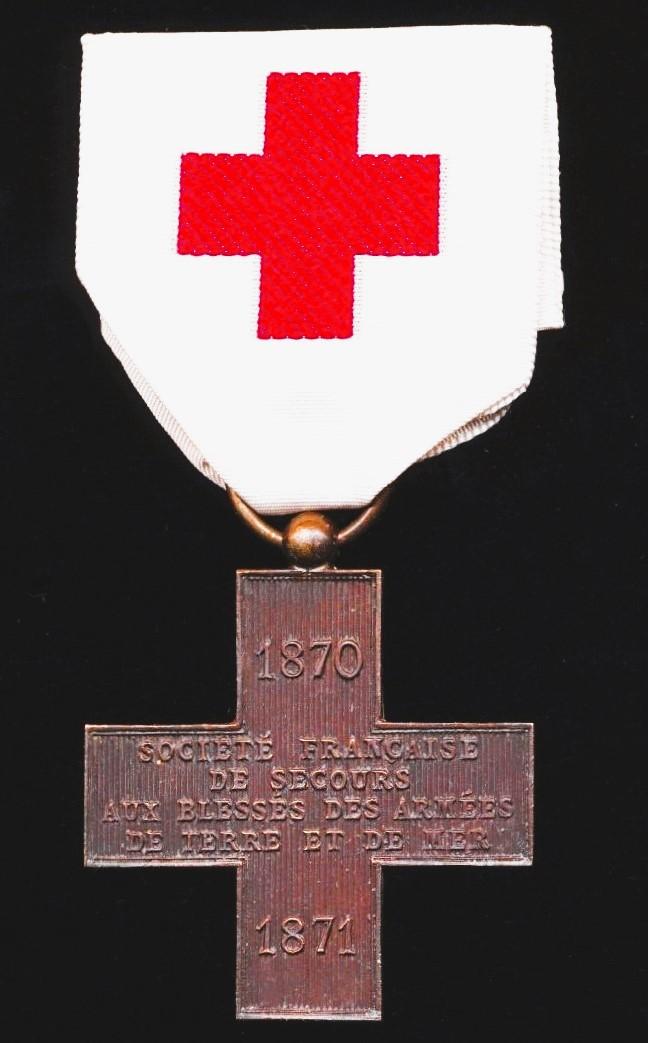France: Geneva Cross 1870-71 (Croix de la Societe Francaise de Secours aux Blesses Militaires en bronze 1870-71). Uni-face single sided issue 1st type