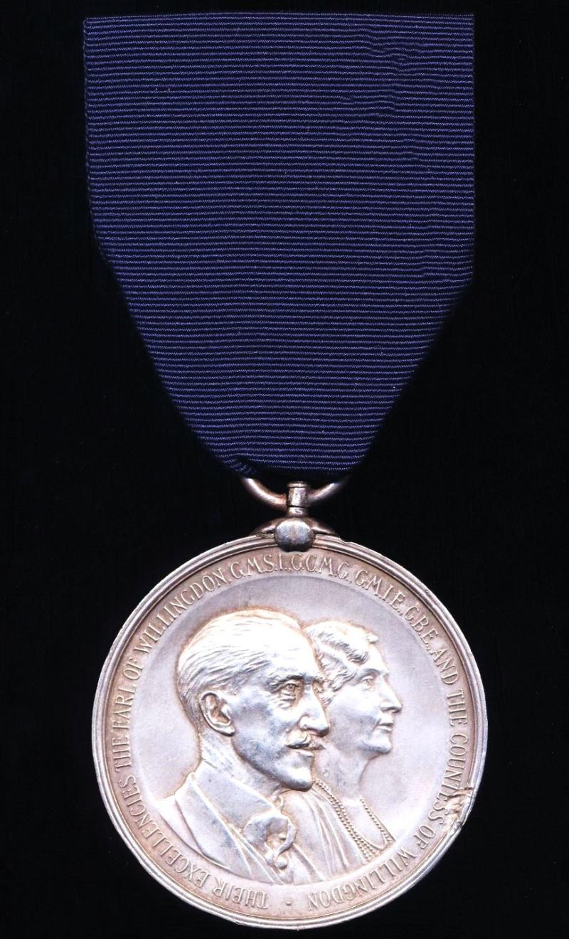 British India: Earl of Willingdon's Viceroy Presentation Medal 1931-1936 . Silver issue (Siraj Din, Head Mistry, 1936)