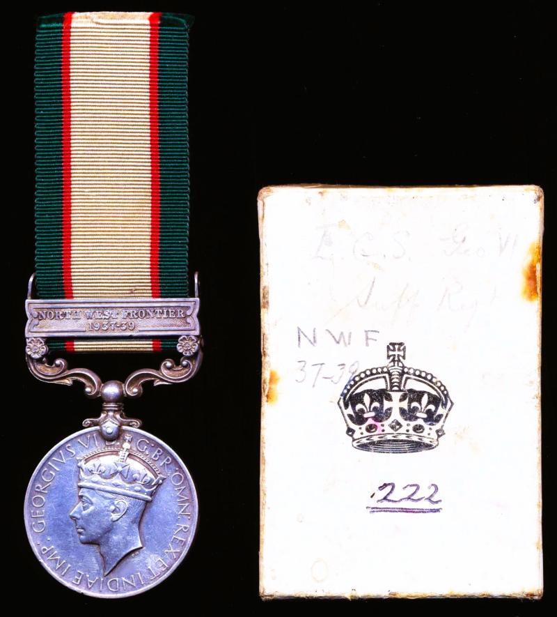 India General Service Medal 1936-39. With clasp 'North West Frontier 1937-39' (5826606 Pte. R. Pearce. Suff. R.)