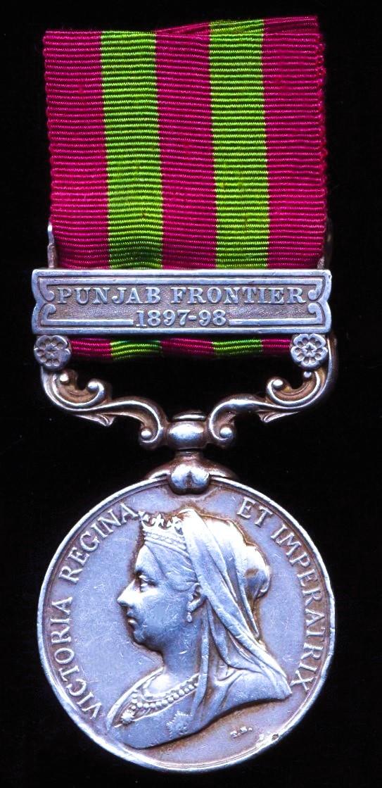 India General Service Medal 1895-1902. Victoria silver issue with clasp 'Punjab Frontier 1897-98' (941 Sepoy Prab Dayal 37th Bl Infy)