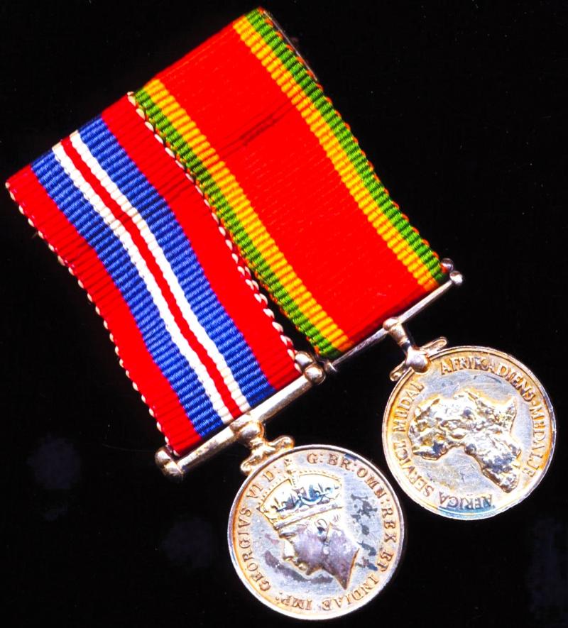 A positively attributed pair of miniature medals to a South African Naval Officer volunteer of the South African 'Seaward Defences': Lieutenant-Commander Cornelius Adriaan Schoute-Vanneck, South African Navy, late Cape Fortress Detachment