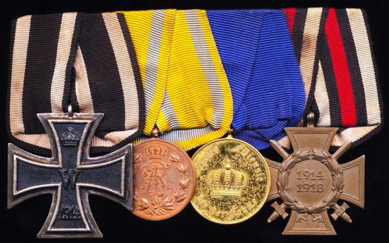 An Imperial Germany Great War 'Gallantry' and service medal 'Parade Mounted' group of 4 to a German veteran from 'Saxony'