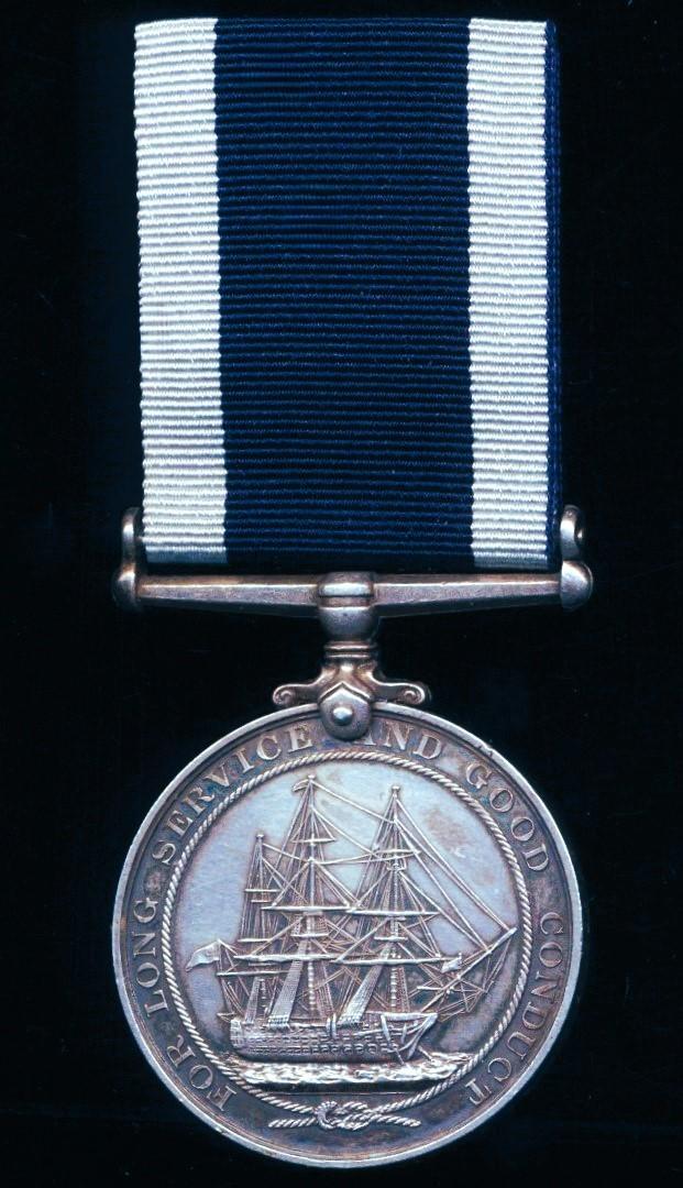 Naval Long Service & Good Conduct Medal. GVI 1st issue (JX.139865. Q. S. Sessford. A.B. H.M.S. Royal Sovereign.)