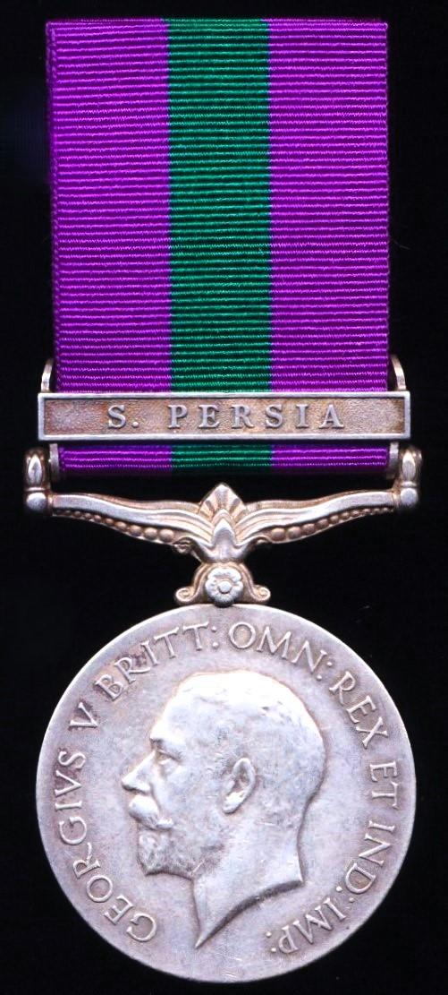 General Service 1918-62. GV first issue with clasp 'S. Persia' (30502 L. Naik Chanan Singh. S. & T. Corps.)