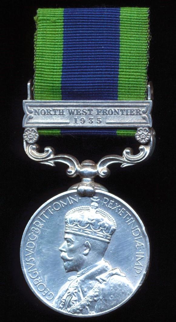 India General Service Medal 1908-35 GV second issue with clasp 'North West Frontier 1935' (Bearer Sherzaman, 1-4 G.R.)