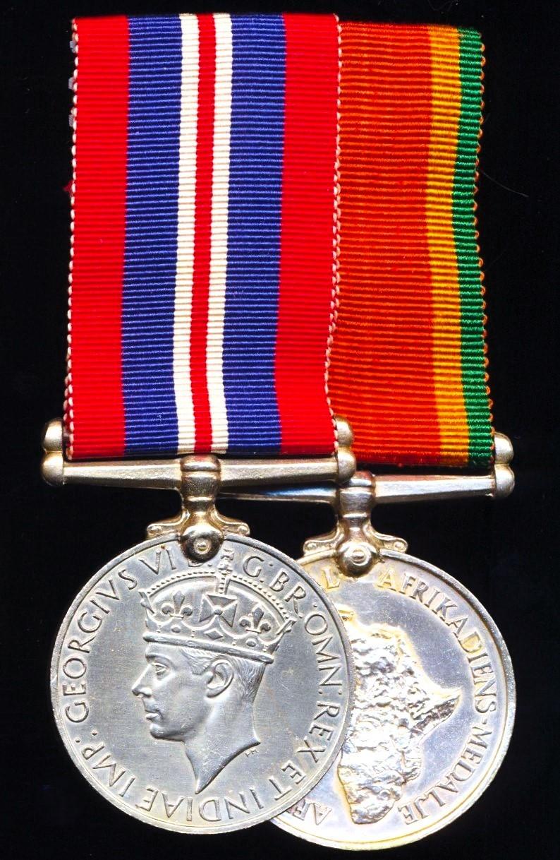 A South African pair of medals for service during the Second World War: J. L. Hodges, Regiment de la Rey, Union Defence Force