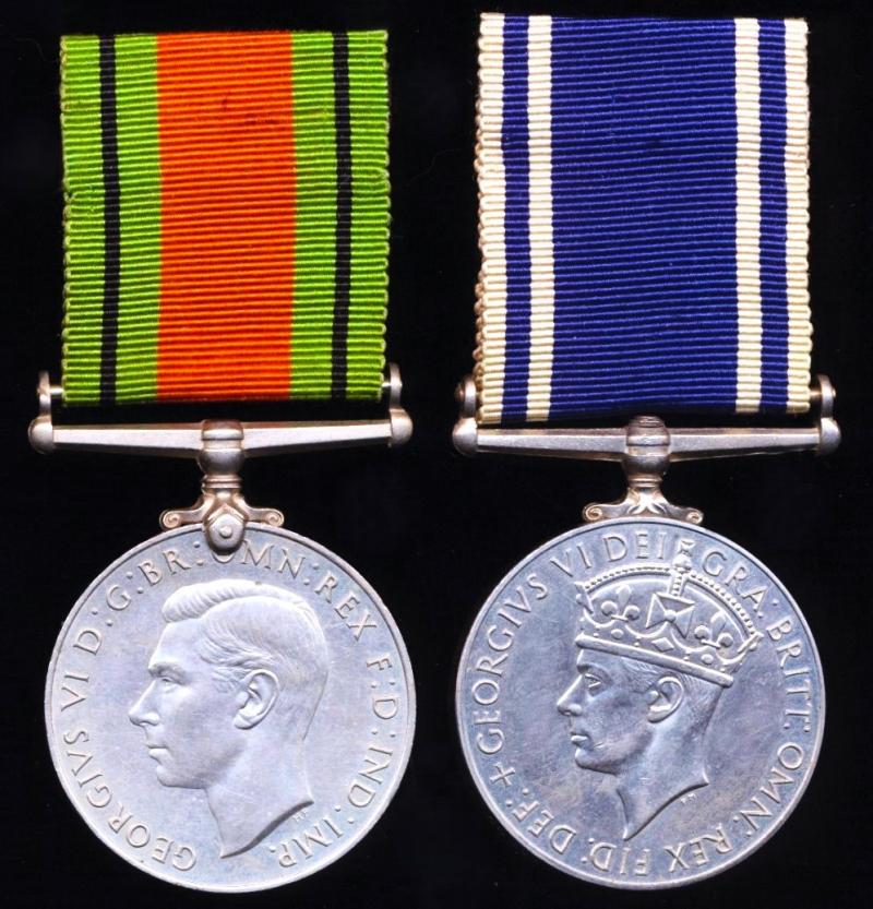 A 'Grimsby' local history Second World War and Police Long service medal pair: Sergeant Norman Davison, Grimsby Borough Police Force