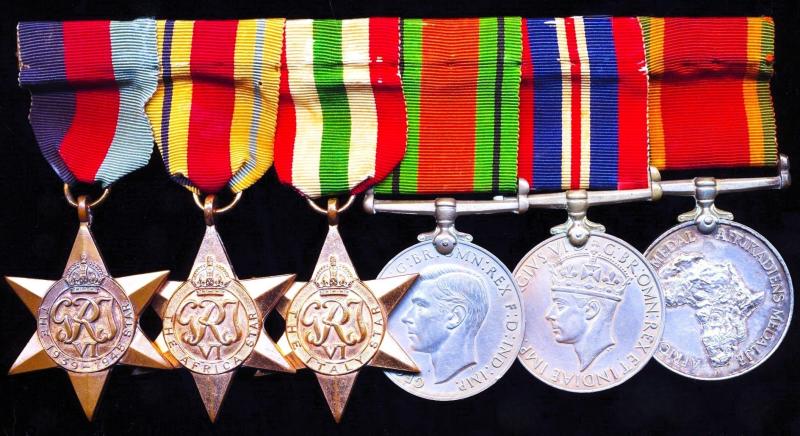 A South African Infantryman's group of 6 Second World War campaign stars and medals: G. E. Aitchison, Royal Durban Light Infantry, late 2nd Battalion Royal Durban Light Infantry