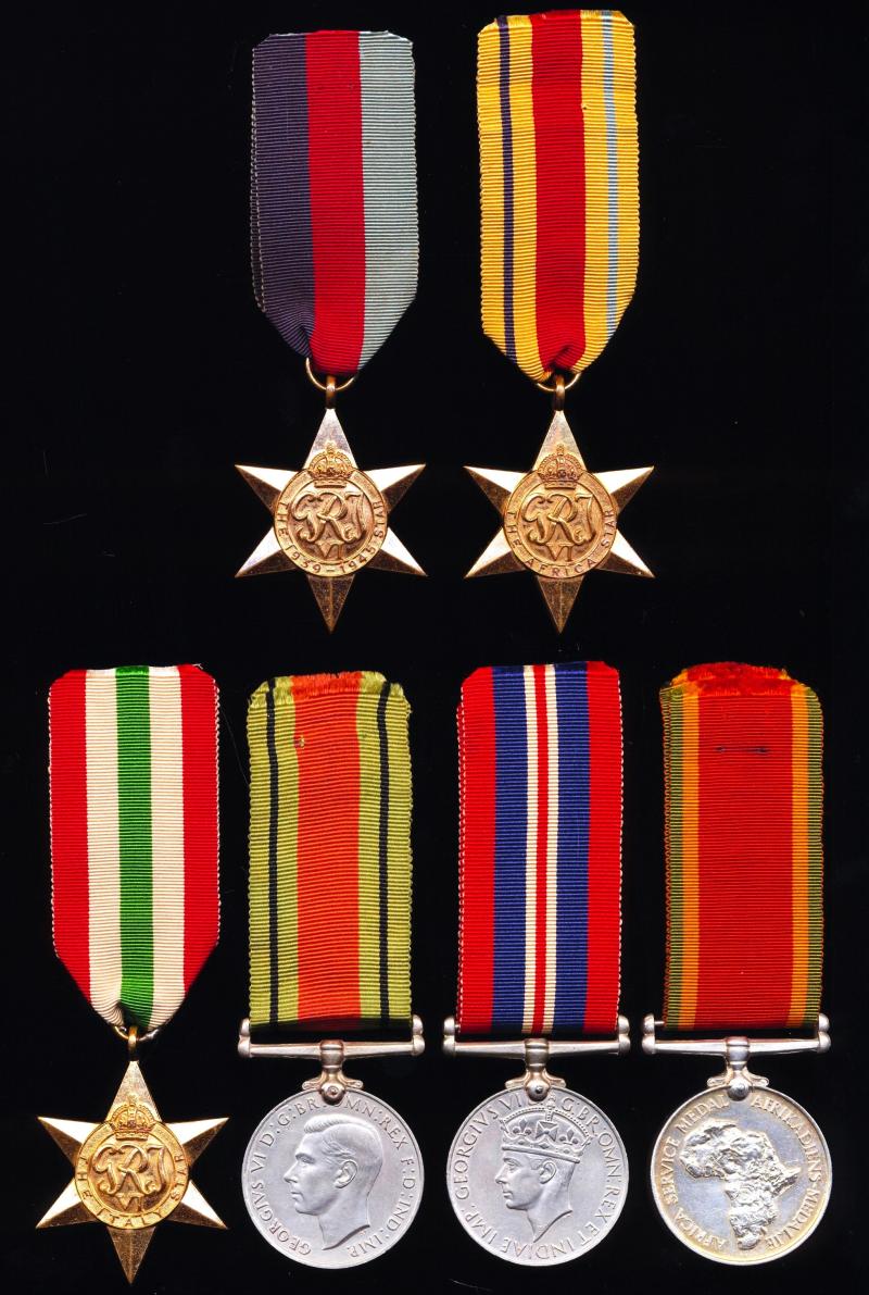 A South African Infantryman's Second World War 'Overseas Service' campaign medals group of 6: A. M. Dumas, Union Defence Force