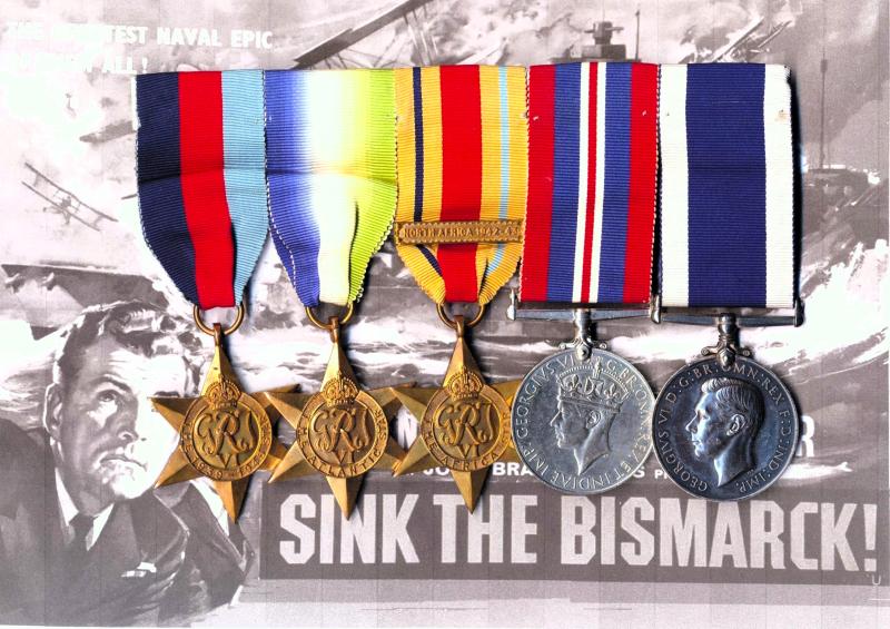 A Confirmed 'Sink the Bismarck' Second World Campaign & Long Service Medal Group of 5, to a Petty Officer confirmed as serving on the Battleship H.M.S. Rodney: Chief Petty Officer Leslie Ewart Thornton Hacker, Royal Navy late H.M.S. Rodney
