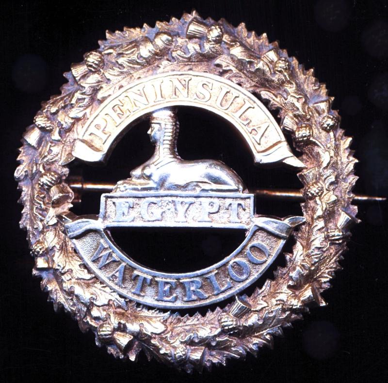 Queen's Own Cameron Highlanders: Officer's silver (not H/M) plaid brooch badge. Circa 1881-1915