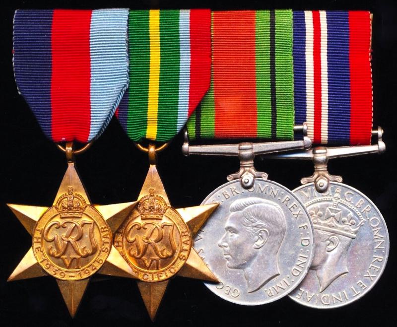 A privately named 'War Against Japan' Far East & Pacific War campaign medal group of 4: Lieutenant C. R. Robinson, Royal Naval Volunteer Reserve