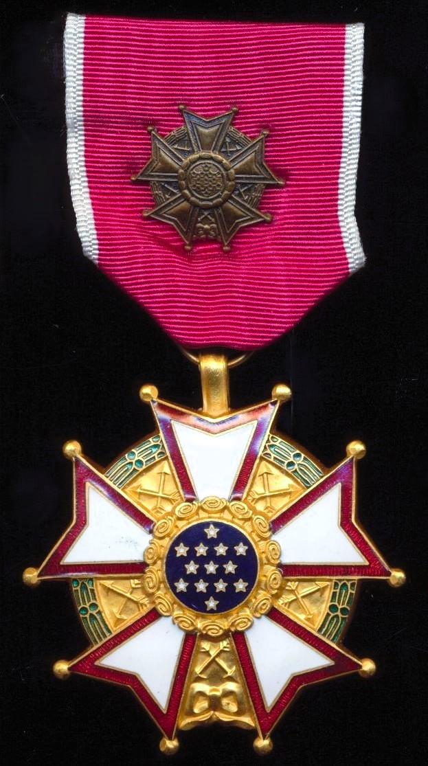 United States of America: Legion of Merit. Officer (or 3rd grade) Breast Badge. Gilt & enamel, with LOM emblem on riband. Circa post 1980-