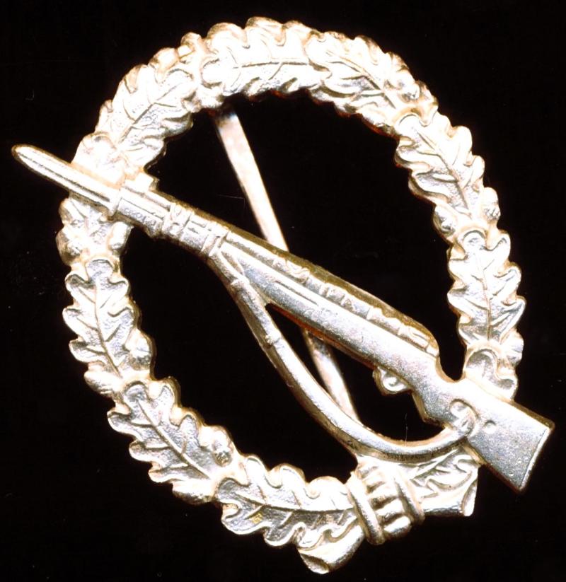 Germany (Federal Republic): Infantry Assault Badge (Infanterie-Sturmabzeichen) 1939-1945. Silver Grade. De-Nazified 1957 'Bundswehr' version