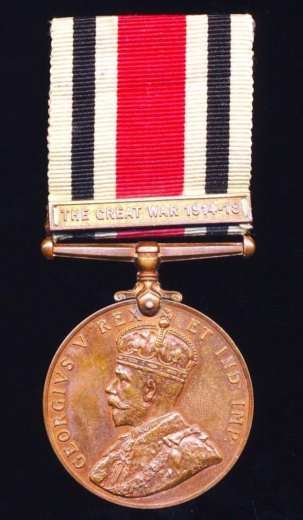 Special Constabulary Medal. GV 1st type 'Crowned Head' obverse. With clasp 'Great War 1914-1918' (Sect. Cmdr. James W. Bussey)