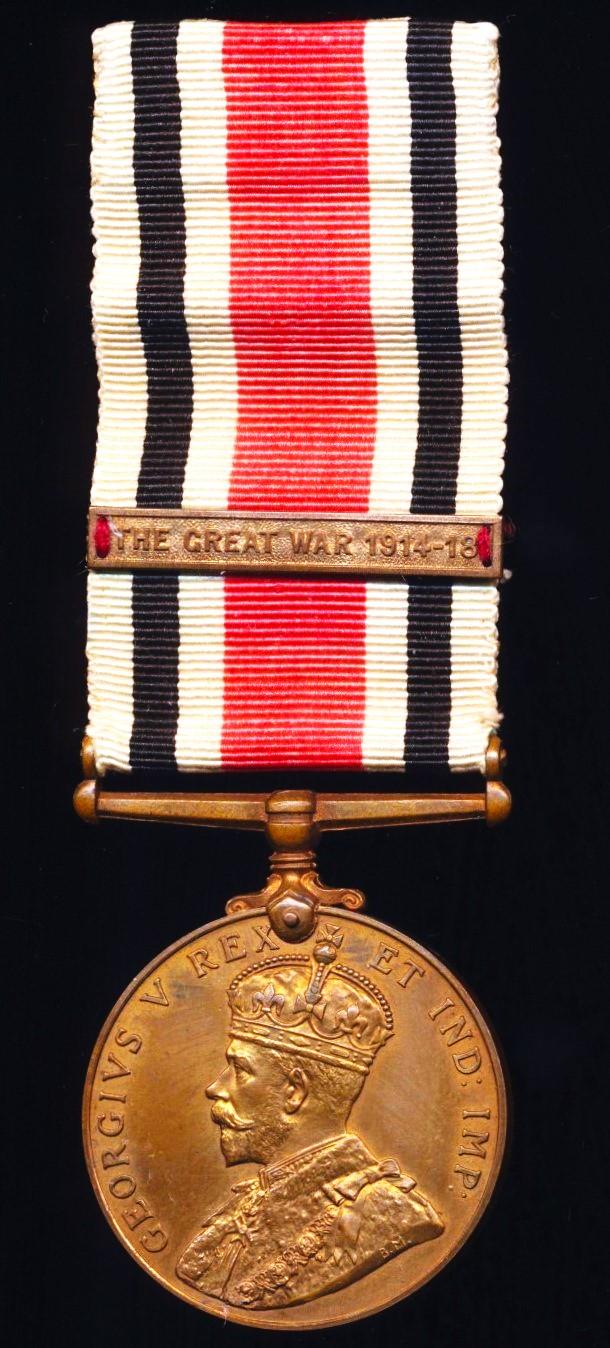 Special Constabulary Medal. GV 1st type 'Crowned Head' obverse. With clasp 'Great War 1914-1918' (John H. Butler.)