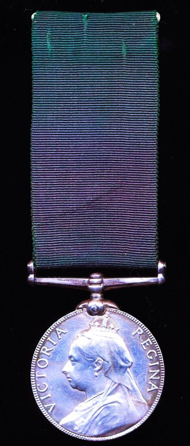 Volunteer Force Long Service Medal, Queen Victoria issue engraved (Pte. J. Scotchmer 1st V.B.S.R.)