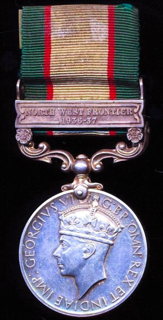 India General Service Medal 1936-39. With clasp 'North West Frontier 1937-39' (5771706 Pte. W. Thompson. R. Norf. R.)