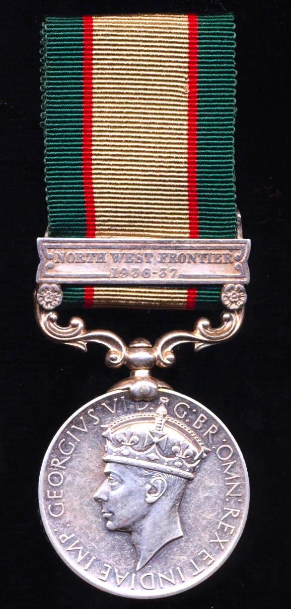 India General Service Medal 1936. With clasp 'North West Frontier 1936-37' (2214 Hav Misri Khan. Tochi Scouts.)