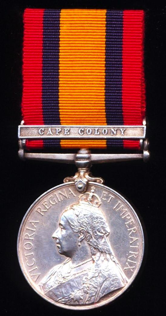 Queens South Africa Medal 1899-1902. Silver issue with clasp 'Cape Colony' (13712 Cpl A. Brown. R.A.M.C.)