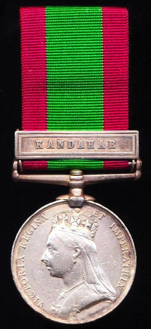 Afghanistan Medal 1878-80. With clasp, Kandahar (G.N. 284. Duffedar. Kisonsing. P.H.)