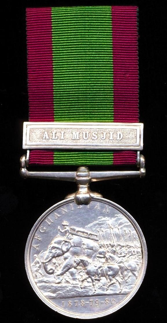 Afghanistan Medal 1878-80. With clasp 'Ali Musjid' (2110. Pte. W. Donovan. 4th. Bn. Rifle Bde.)