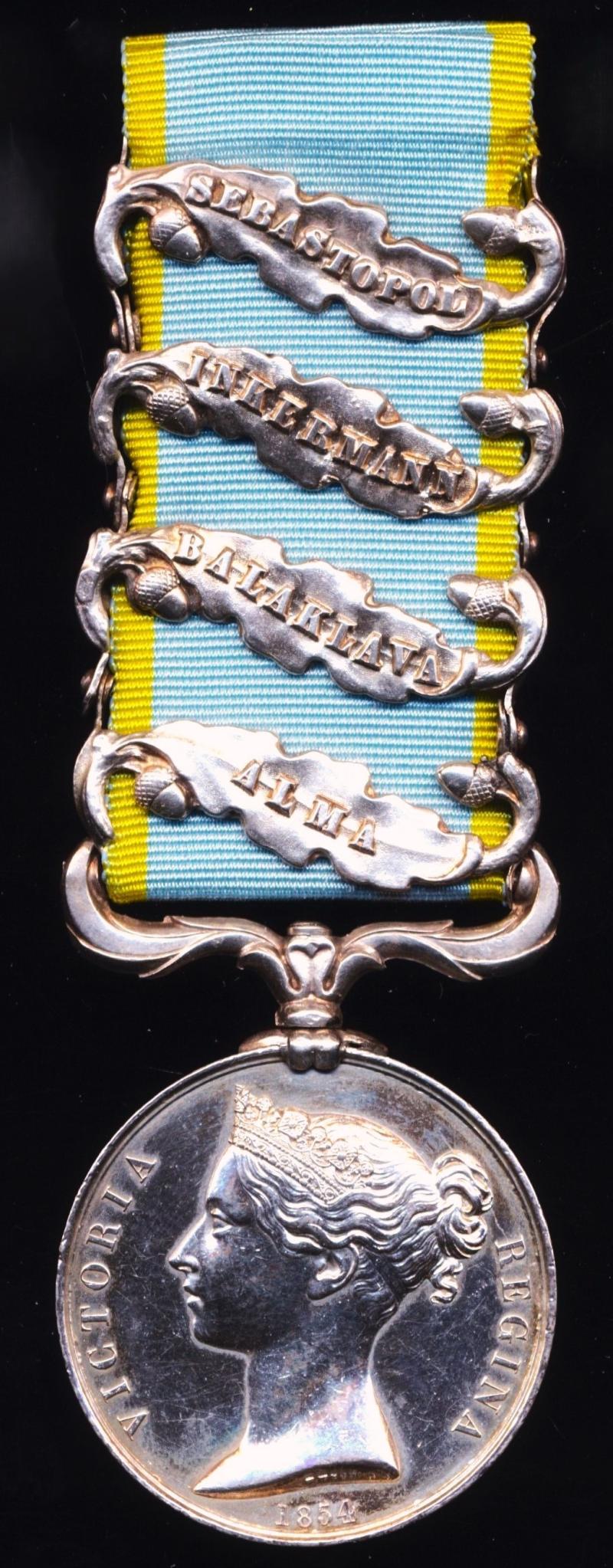 Crimea Medal 1854-56. With  4 clasps, 'Alma', 'Balaklava', 'Inkermann' & 'Sebastopol'. Officially impressed (J. Partridge. Scots Fusilr. Gds.)