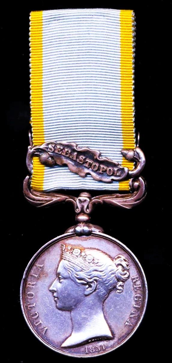 Crimea Medal 1854-1856. One clasp: 'Sebastopol' (Corpl J. Myles. 34th Regt.)